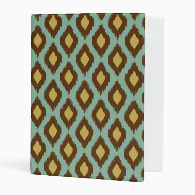 Modern tribal ikat blue yellow modern mini binder (Front/Inside)