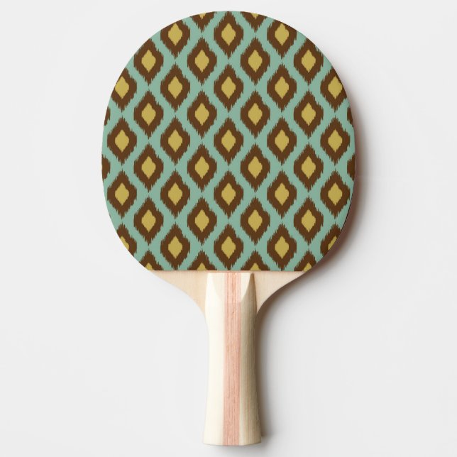 Modern tribal ikat blue yellow modern Ping-Pong paddle (Front)