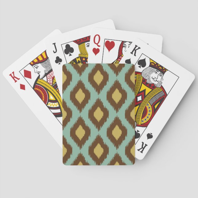 Modern tribal ikat blue yellow modern poker cards (Back)