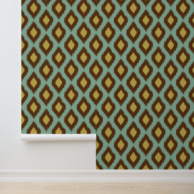 Modern tribal ikat blue yellow modern wallpaper  (Application)