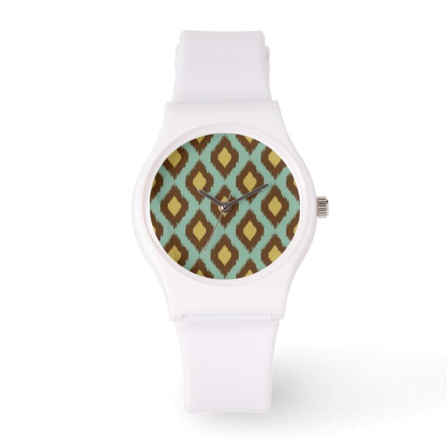 Modern tribal ikat blue yellow modern watch (Front)