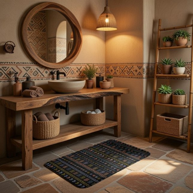 Modern Tribal Pattern Plush Bath Mat (Creator Uploaded)