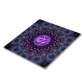 Modern Tribal Purple Om Mandala Ceramic Tile (Side)