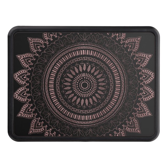 Modern tribal rose gold mandala design hitch cover (Front)