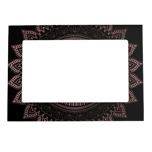Modern tribal rose gold mandala design magnetic picture frame (Front)
