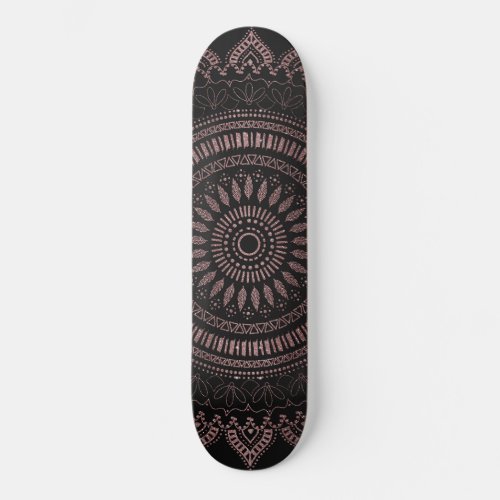 Modern tribal rose gold mandala design skateboard deck