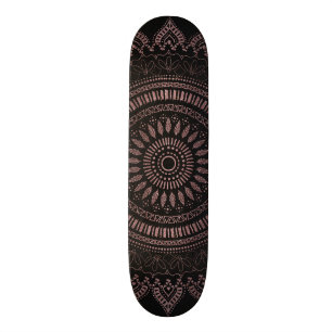 Modern tribal rose gold mandala design skateboard deck