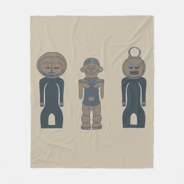 Modern tribal silhouette abstract face art fleece blanket (Front)