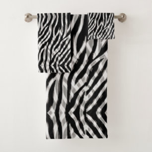 Modern Tribal Zebra Stripe Animal Print Rows Bath Towel Set