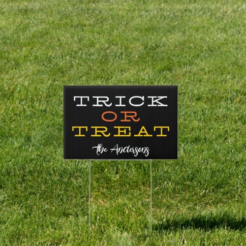 Modern Trick_Or_Treat Halloween Personalized Yard Sign