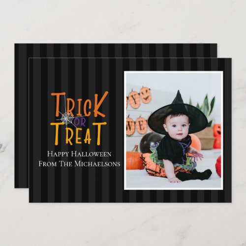 Modern Trick or Treat Halloween Photo Card