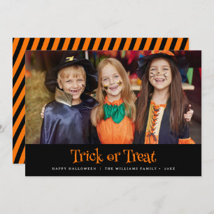 Modern Trick Or Treat Happy Halloween Photo Card