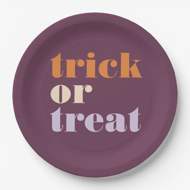 Modern Trick or Treat  Paper Plates (Front)