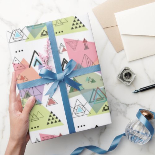 Modern Tricked Out Triad Triangles Wrapping Paper