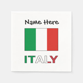 Modern Tricolore Name Here Italian Bandiera   Napkins