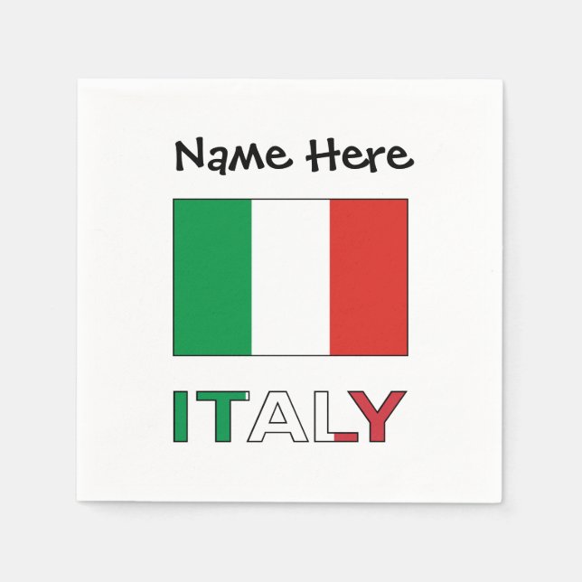 Modern Tricolore Name Here Italian Bandiera   Napkins (Front)
