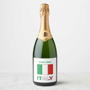 Modern Tricolore Name Here Italian Flag Sparkling Wine Label