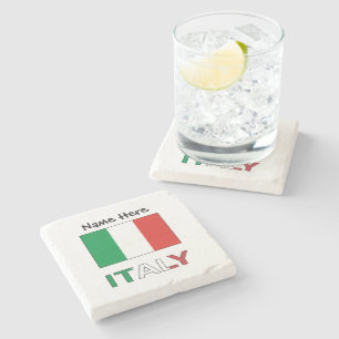 Modern Tricolore Name Here Italian Flag  Stone Coaster
