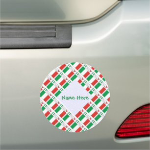 Modern Tricolore Name Here Italian Flag Tiled Car Magnet