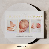Modern Trio Foil Birth Announcement