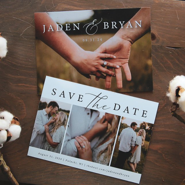 Modern Trio Picture Save the Date Double Sided  (Creator Uploaded)