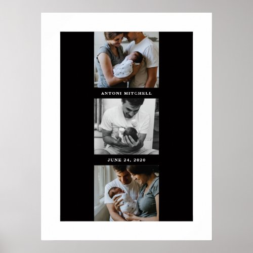 Modern Triptych 3_Photo Collage Art Print _ Black