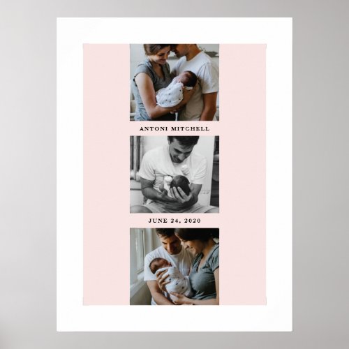 Modern Triptych 3_Photo Collage Art Print _ Pink