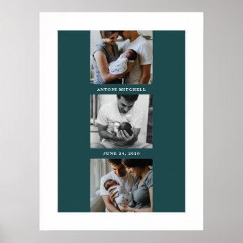 Modern Triptych 3-photo Collage Art Print - Teal by AmberBarkley at Zazzle