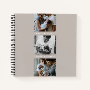 Modern Triptych 3-Photo Collage Journal - Taupe