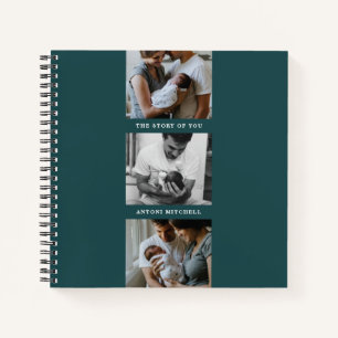 Modern Triptych 3-Photo Collage Journal - Teal