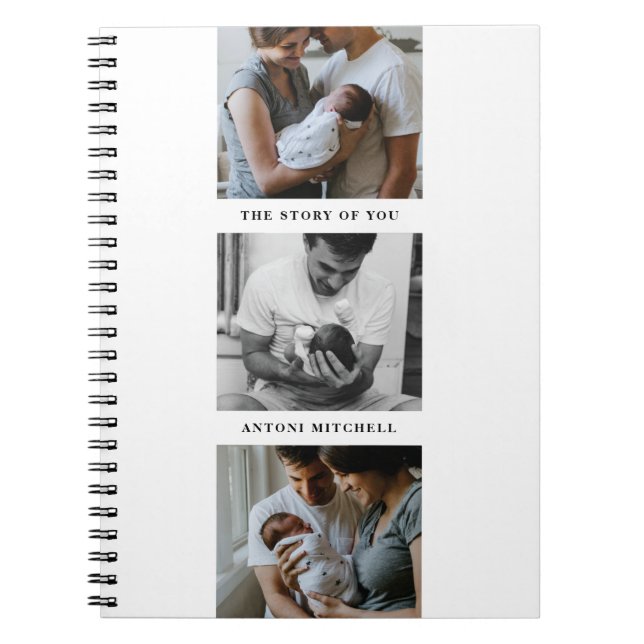 Modern Triptych 3-Photo Collage Journal - White (Front)