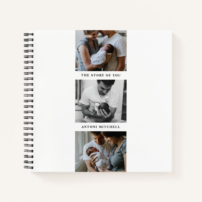 Modern Triptych 3-Photo Collage Journal - White (Front)