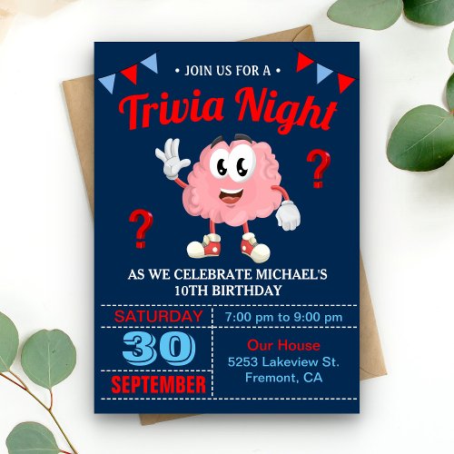 Modern Trivia Quiz Night Birthday Party Invitation