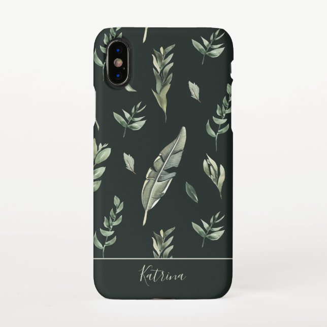 Modern Tropic Leaf Pattern iPhone Case (Back)