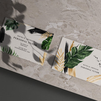 Modern tropical abstract painted watercolor business card