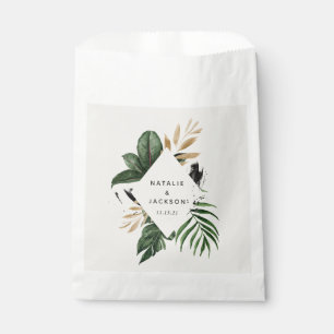 Modern tropical abstract painted wedding favor bag
