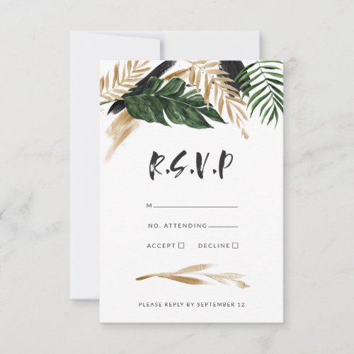 Modern tropical abstract painted wedding rsvp RSVP card