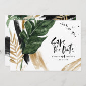 Modern tropical abstract painted wedding save the date (Front/Back)
