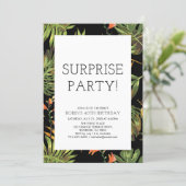 Modern Tropical Adult Surprise 40th Birthday Party Invitation (Standing Front)