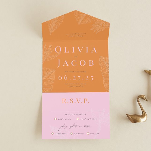 Modern Tropical All-in-One Wedding Invitation (Creator Uploaded)
