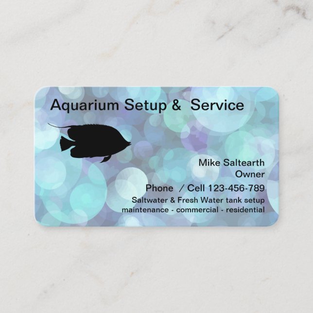 Modern Tropical Aquarium Services Business Card (Front)