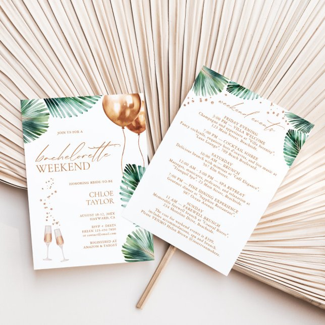 Modern Tropical Bachelorette Weekend Invitation (Creator Uploaded)