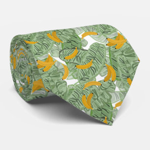 Modern Tropical Banana Green Pattern  Neck Tie
