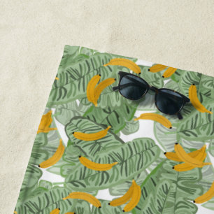 Modern Tropical Banana Greenery Beach Towel