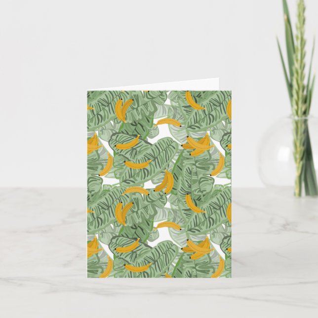 Modern Tropical Banana Greenery Pattern Card (Front)
