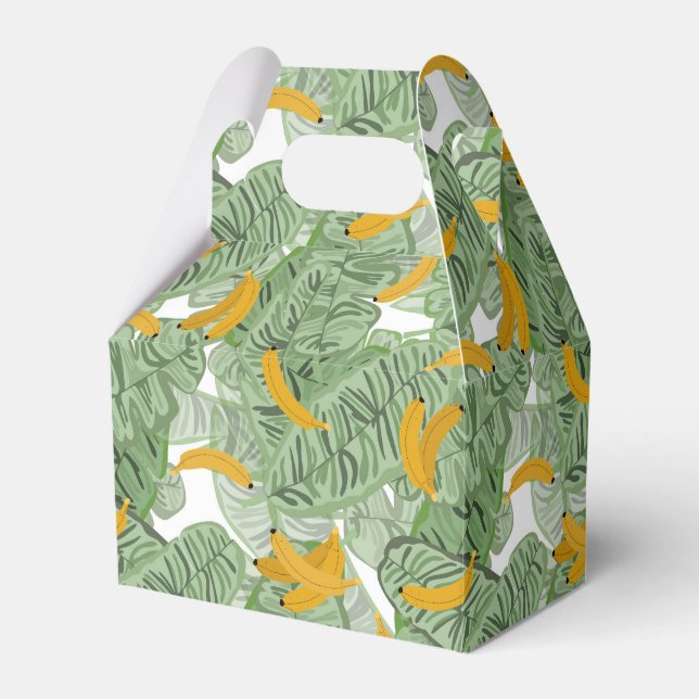 Modern Tropical Banana Greenery Pattern Favor Boxes (Front Side)
