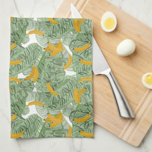 Modern Tropical Banana Greenery Pattern Kitchen Towel