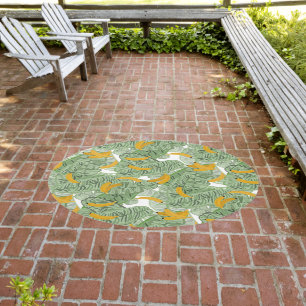 Modern Tropical Banana Greenery Pattern Outdoor Rug