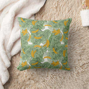 Modern Tropical Banana Greenery Pattern Throw Pillow