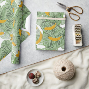 Modern Tropical Banana Greenery Pattern Wrapping Paper